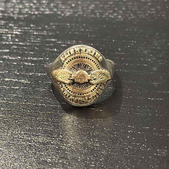 Harley-Davidson Vintage 10K Gold & 925 Silver Harley-Davidson University Ring - Picture 2 of 9